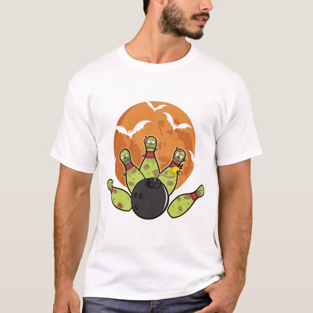 Camiseta Presente de jogador de boliche com morcegos e pino (Frente)
