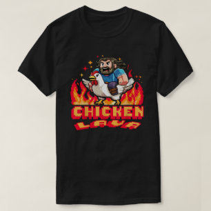 Camiseta Presente de Jogos Pixel de Frango de Lava Engraçad