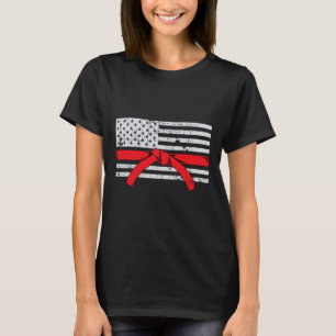 Camiseta Presente de Karatê da Bandeira Americana Lutador d