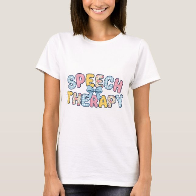 Camiseta Presente de Laço Floral de Remendo de Terapeuta da (Frente)