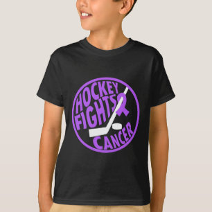Camiseta Presente de Laço Roxo Funny Hockey Fights Cancer
