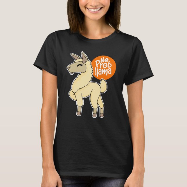 Camiseta Presente de Lhama Sem Problema Amante de Llama Eng (Frente)