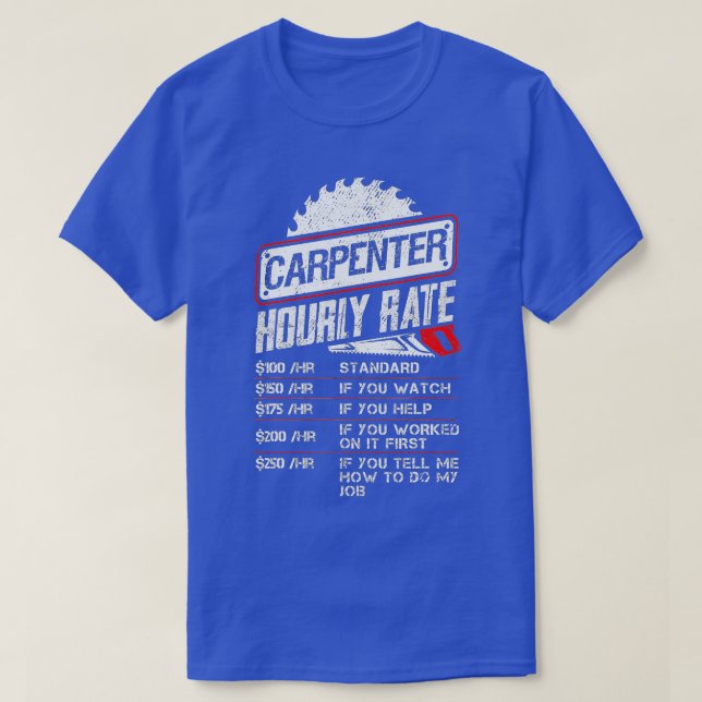 Camiseta Presente de madeira engraçada com taxa horária do  (Frente do Design)