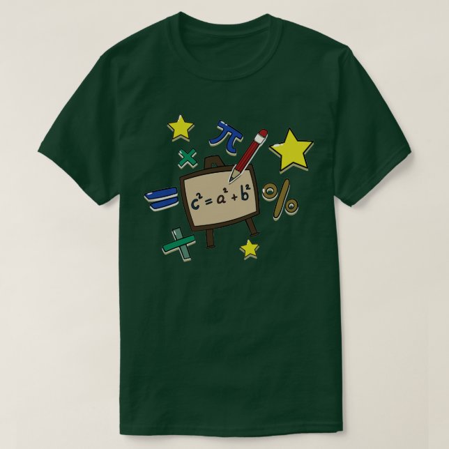 Camiseta presente de matemática desenhada em quadro negro (Frente do Design)