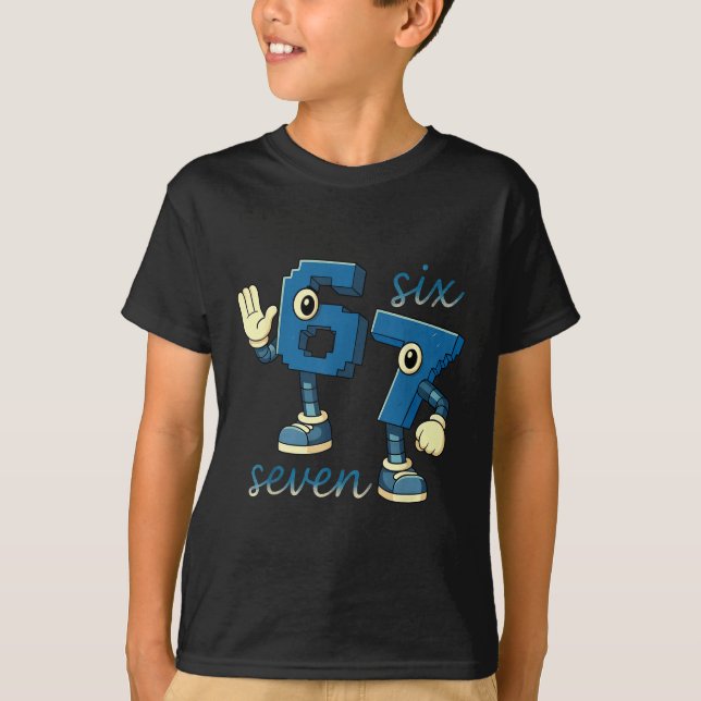 Camiseta Presente de Memes de Número Seis Sete Retro para H (Frente)