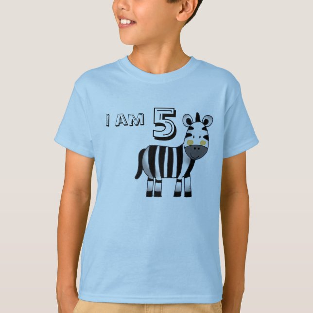 Camiseta presente de menino/menina de 5 anos (zebra) (Frente)