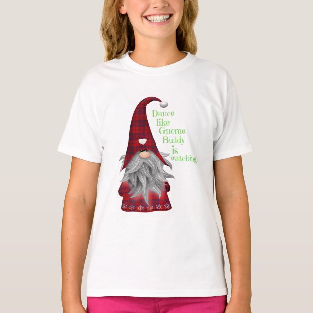 Camiseta Presente de Moda de Natal DANÇE COMO AMIGO GNOMO (Frente)