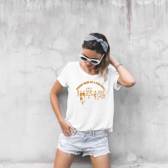 CAMISETA PRESENTE DE MOM DE GATO DE FUR DE BOLA (CUTE FUNNY CAT MOM SHIRT)