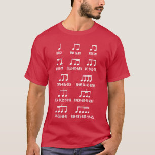Camiseta Presente de Música Ritmo de Compositor Bach Mozart