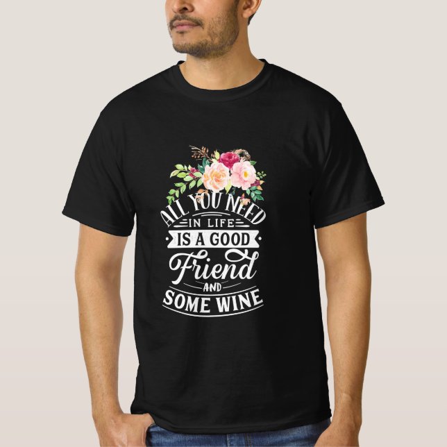 Camiseta Presente de Natal | Bom Amigo e Um Vinho (Frente)