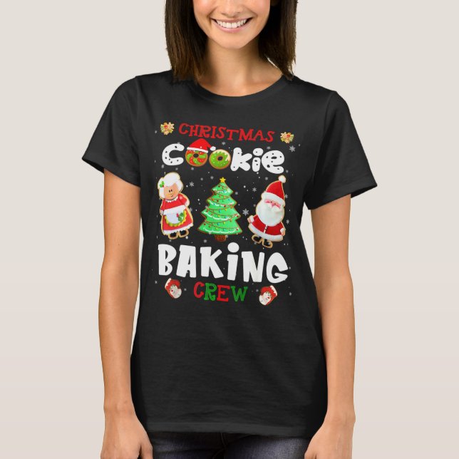 Camiseta Presente de Natal da Tripulação Cookie Baking (Frente)