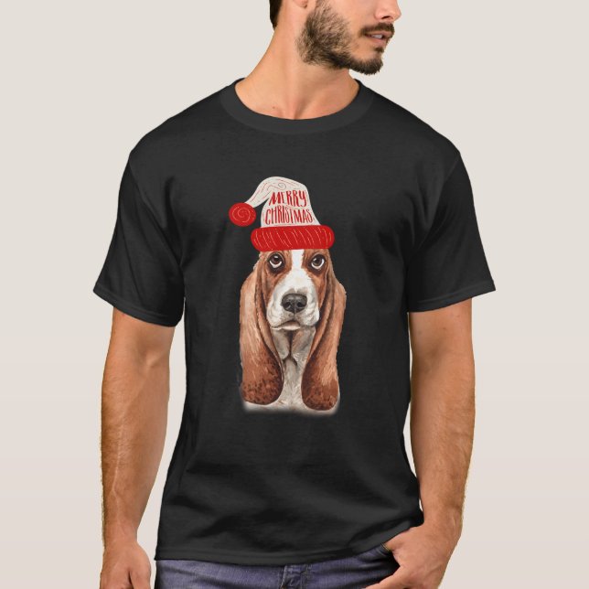 Camiseta Presente De Natal De Caça Negra Para Cão Lov (Frente)