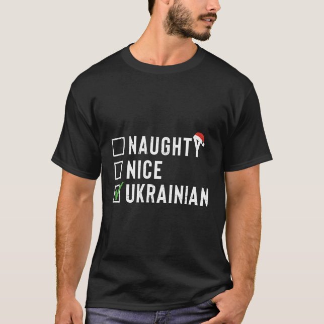 Camiseta Presente de Natal de Santa Hat Ucraniano Bastante  (Frente)