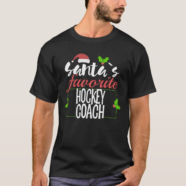 Camiseta Presente de Natal do treinador de hóquei favorito  (Frente)