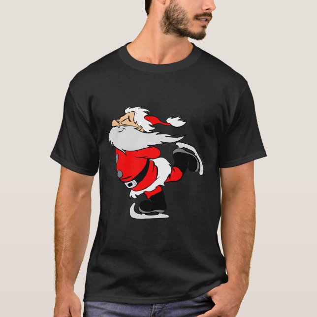 Camiseta Presente de Natal Engraçado de Ice Skating Papai N (Frente)