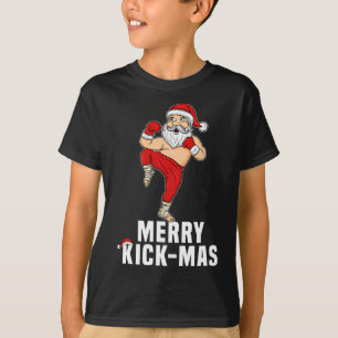 Camiseta Presente de Natal Kickboxing Papai Noel Feliz Kick