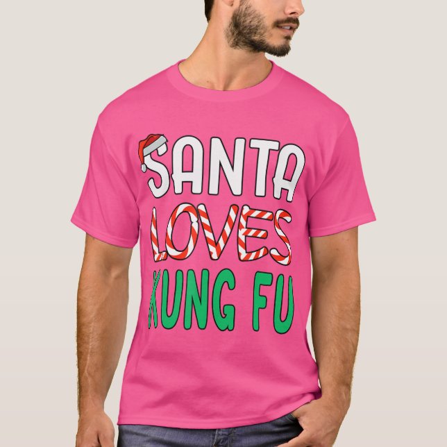 Camiseta Presente de Natal Kung Fu - Papais noeis Engraçado (Frente)