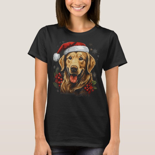 Camiseta Presente de Natal para Amante de Cachorro Retrieve (Frente)