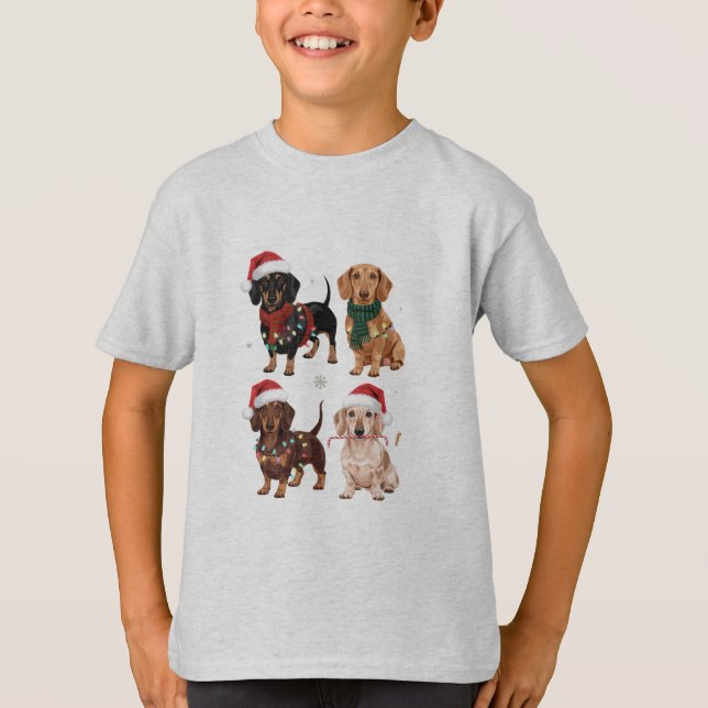 Camiseta Presente de Natal para Mãe de Dachshund Amante do  (Frente)