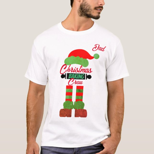 Camiseta Presente De Natal Para pai, Engraçada Tripulação D (Frente)