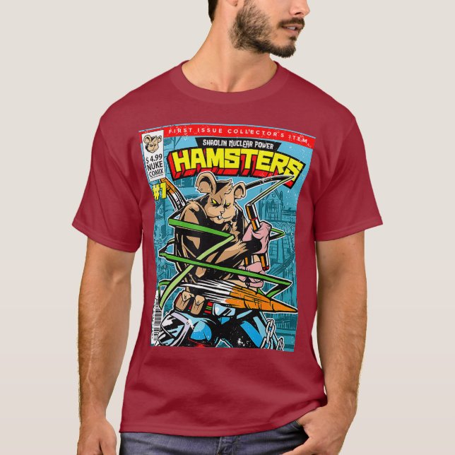 Camiseta Presente de nerd em quadrinhos - Hamsters de Energ (Frente)