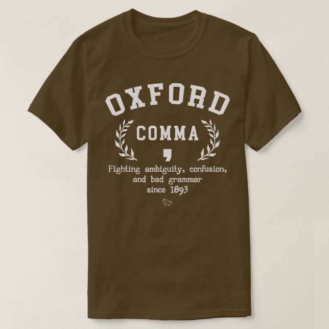 Camiseta Presente de Nerd Gramática Engraçado Oxford Comma (Frente do Design)
