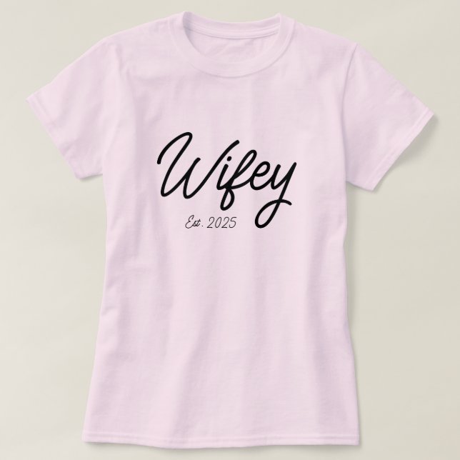 Camiseta Presente De Noivado Personalizado Wifey Para Sua N (Frente do Design)