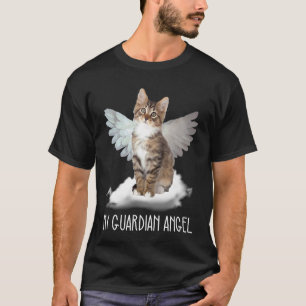 Camiseta presente de nuvem de asa de anjo guardião de gato