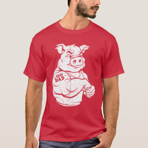 Camiseta Presente de Pai Tatuagem de Bíceps de Porco Eu Amo
