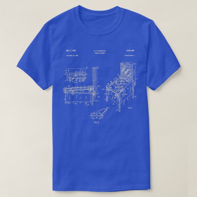 Camiseta Presente de Patente Pinball Retro Pinball Pinball (Frente do Design)