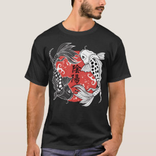Camiseta Presente de Peixe Koi Yin e Yang para Amante de Pe