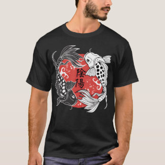 Camiseta Presente de Peixe Koi Yin e Yang para Amante de Pe