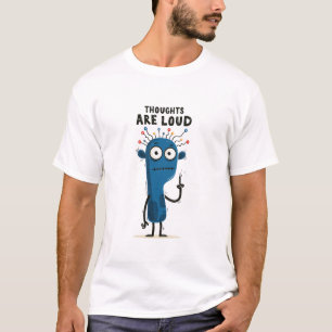 Camiseta Presente de Personagem Alien Azul Engraçado com Pe