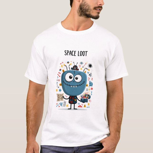 Camiseta Presente de Personagem Alien Divertido Saque Espac (Frente)