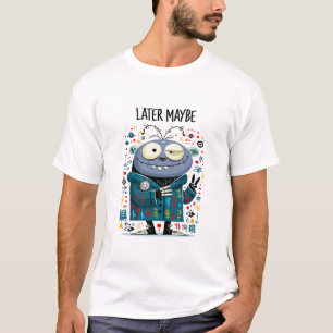 Camiseta Presente de Personagem Alien Preguiçoso Engraçado