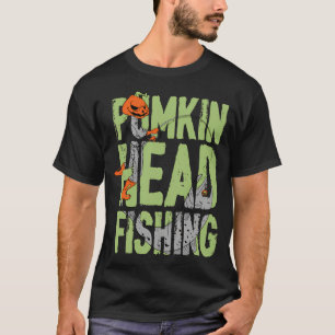 Camiseta presente de pesca com cabeça de abóbora de Hallowe
