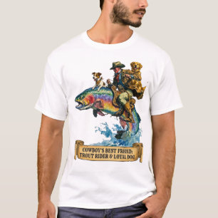 Camiseta Presente de Pesca de Truta de Cowboy Western Retrô