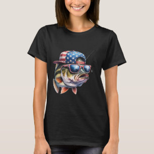 Camiseta Presente de Pesca e Pescador Engraçado Bandeira Am