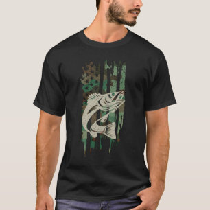 Camiseta Presente de Pesca Walleye, Bandeira Americana da C