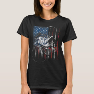 Camiseta Presente de Pescador Bandeira Americana Vintage EU
