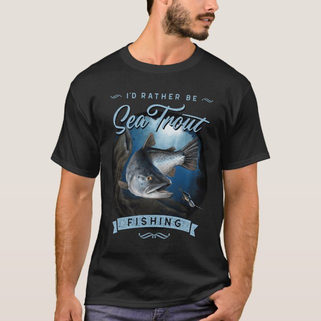 Camiseta Presente de Pescador de Truta Marinha com Estilo V (Frente)