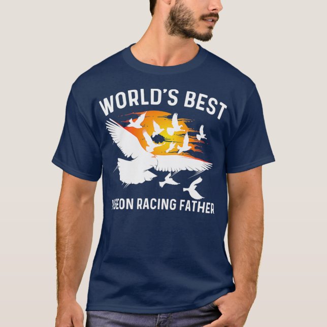 Camiseta Presente De Pigeon Racing Para Homens Pais Homens  (Frente)