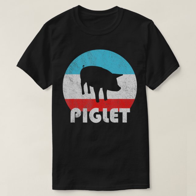 Camiseta Presente de Piglet Vintage Retro Silhout (Frente do Design)