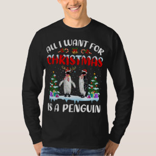 Camiseta Presente De Pinguim Tudo O Que Quero Para O Natal