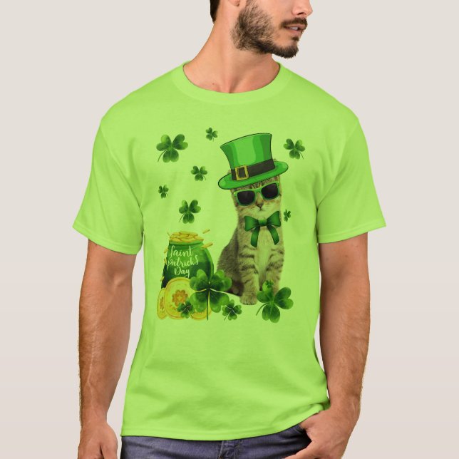Camiseta presente de presente de gata de shamrock (Frente)