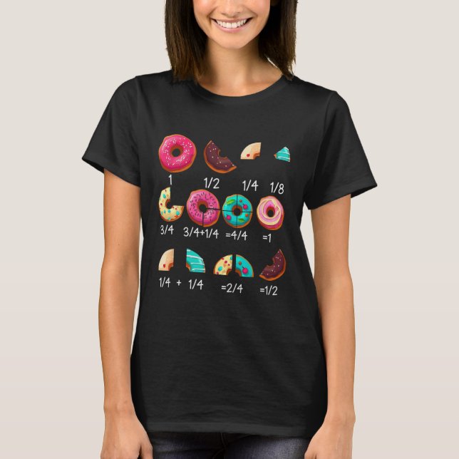 Camiseta Presente de professor de rosca de fração de donut  (Frente)