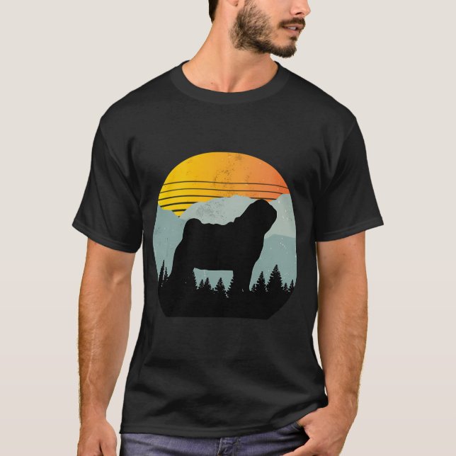 Camiseta Presente de Pug de Cachorro do Sol do Céu Country  (Frente)