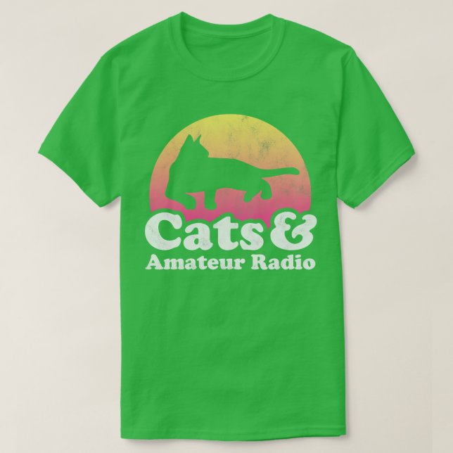 Camiseta Presente de rádio amador e gatos (Frente do Design)