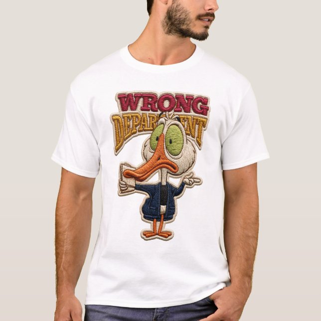 Camiseta Presente de Remendo Embroiderado de Pássaro Engraç (Frente)