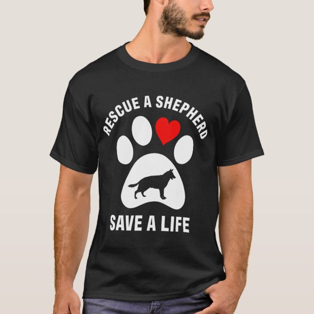 Camiseta Presente de resgate de cães german shepherd para m (Frente)